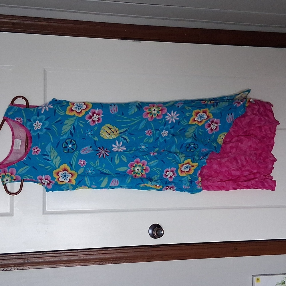 Style Studio Small Vibrant Floral Maxi Dress in Blue and Pink